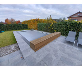 5.00x10.00m PC60 solar lamellenafdekking incl. RVS/houten opbouwsysteem
